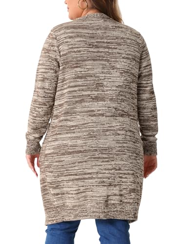 Image of Agnes Orinda Plus Size Sweater Cardigan for Women Contrast Color Open Front Long Sleeve with Pockets Cardigans Sweater Coat
