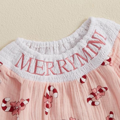 My First Christmas Baby Girl Outfit Newborn Smocked Bubble Romper Santa Embroidery Jumpsuit Cute Infant XmasClothes3