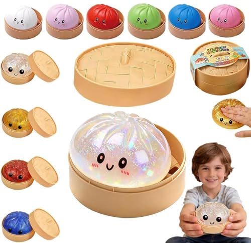 Dumpling Squishies Toys, Giant Glitter Dumpling, Jumbo Steamed Bun Sensory Stress Relief Ball, Novelty Desk Soft Squeeze Decompression Gift for Adults (Mystery, 1pcs)