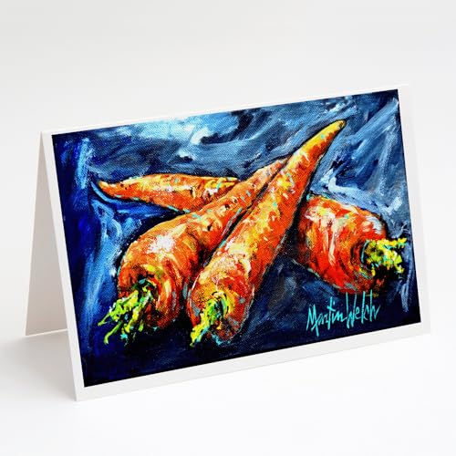 Caroline's Treasures Carrots Only Three Needed Greeting Cards Pack of 8 Blank Cards with Envelopes Whimsical A7 Size 5x7 Blank Note Cards