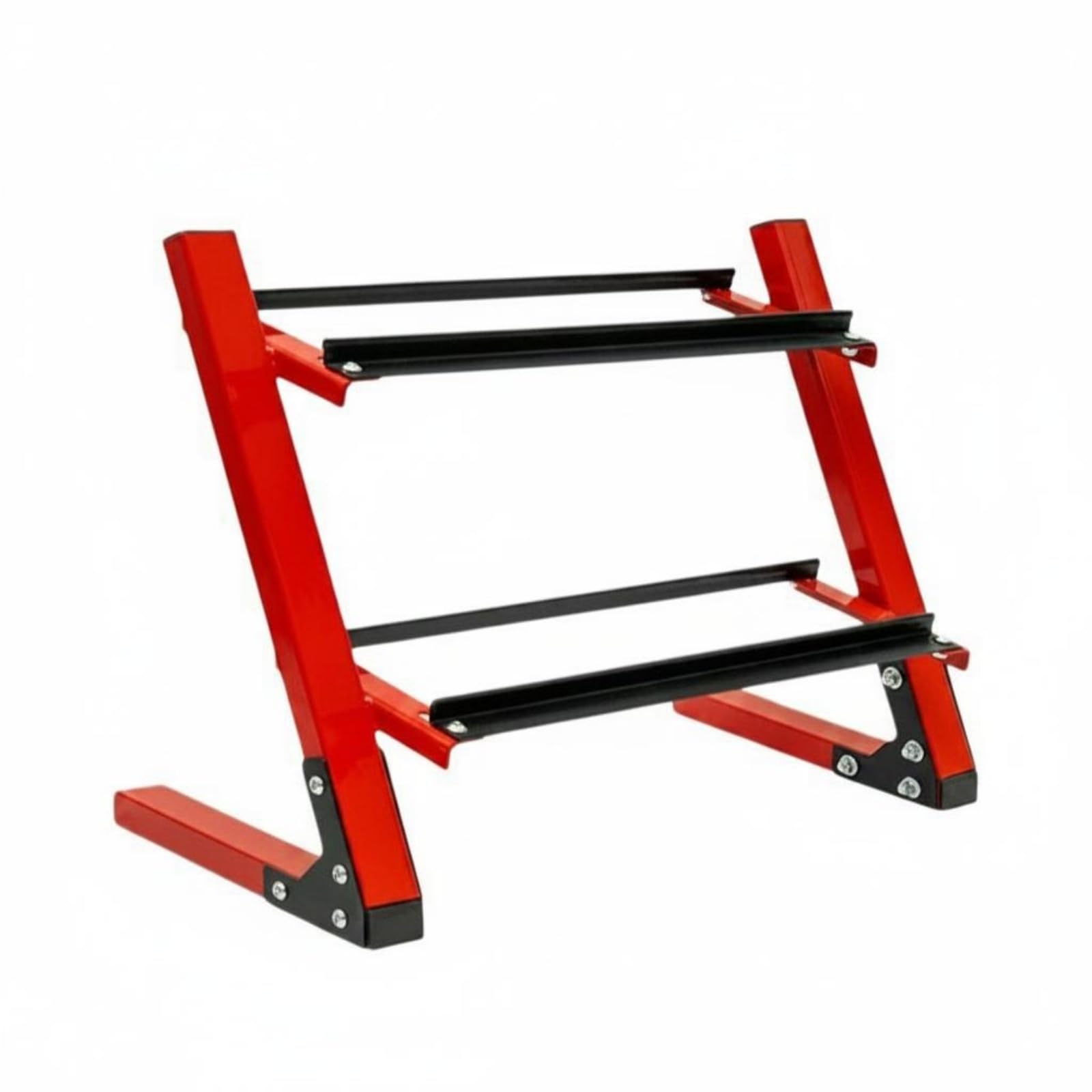 perfeclan Soporte de Pesas Estante Organizador Rack de Mancuernas de Dos Niveles en Acero con Estructura Inclinada para Acceso
