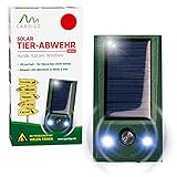 GARDIGO® Solar Tierabwehr Basic I Vertreibt Hunde, Katzen, Mäuse, Ratten und Wildtiere I Tiervertreiber mit weißem und rotem LED Blitzlicht