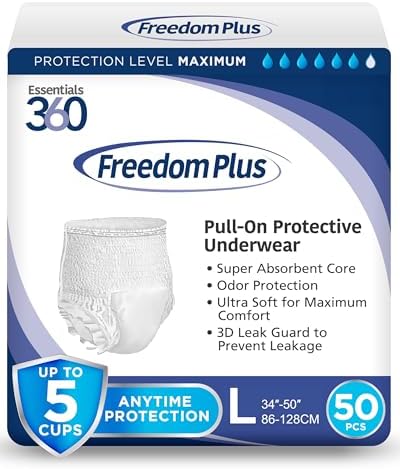 Vital Guard Adult Diapers, Disposable Incontinence Briefs With Tabs For