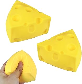 2 Pcs Cheese Squishy Cheese Stress Ball Squeezing Stress Relief Toy for Birthday Gifts Party Decoration Favors for Women Men Adults 18+