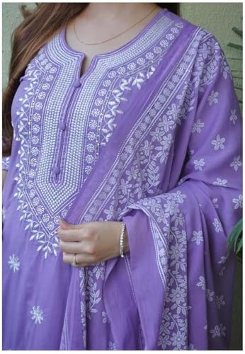 Image of Royal Export Women's Viscose Floral Embroidered Straight Kurta Pant with Dupatta Set | Kurta Sets for Women