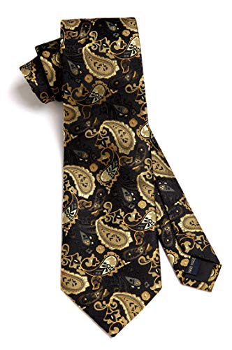 Image of HISDERN Ties for Men Paisley Tie and Pocket Square Woven Classic Floral Mens Ties Handkerchief Set Wedding Party Necktie
