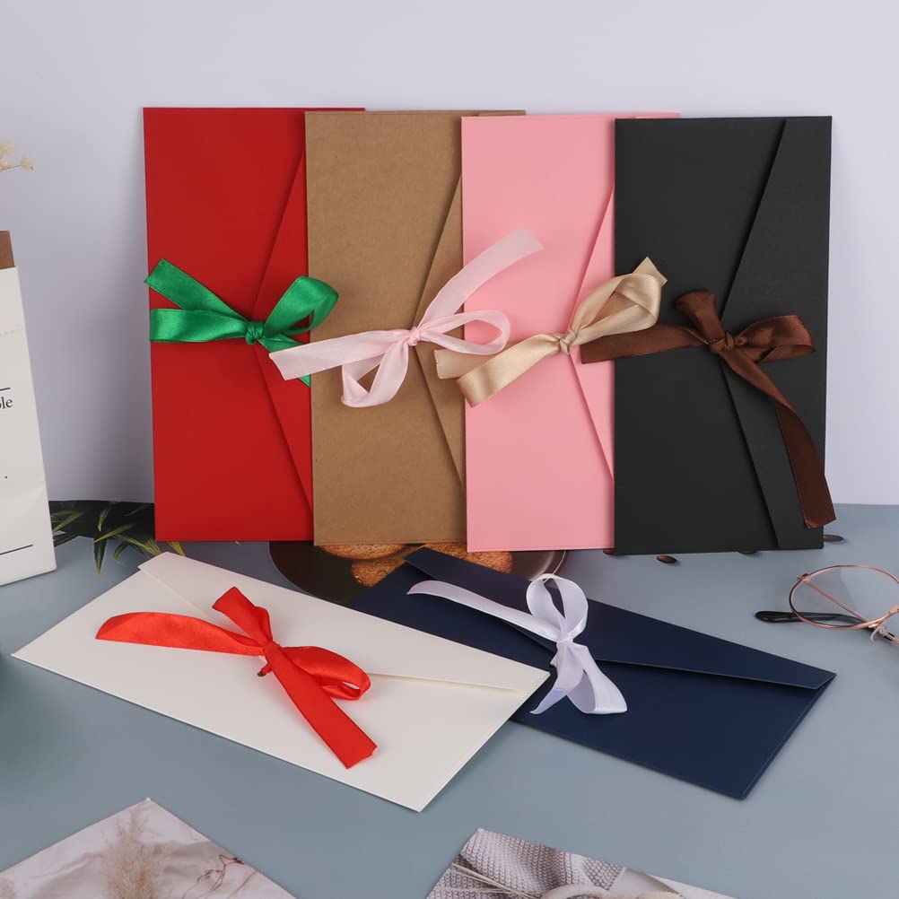 Lot 12 Enveloppes Cadeaux Kraft Avec Ruban - Papier Perlé Coloré - Pour Cartes, Invitations, Mariage, Anniversaire
