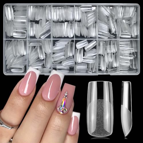 600pc Medium Square Fake Nails Clear Press on Nails Medium Gel Nail Tips Square Full Cover False Nail Artificial Fingernail Clear Soft Gel Nail Tip for Acrylic Nail Extension
