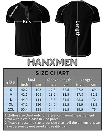 Hanxmen Men's Henley Shirts Casual Slim Fit Basic Short Sleeve Fashion Summer Solid Color Muscle Tee Stretch Xl Black #TOP5
