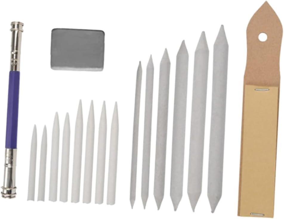 LALAFINA 3pcs Blending Paper Stump for Charcoal and Pencil Drawing Art Tool Kit Eraser and Sandpaper for Sketching and Shading Techniques