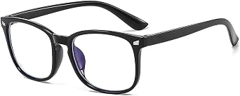 Square Eyeglass Frame, Classic Glossy Black Full Rim Eyewear Frame for Women Men
