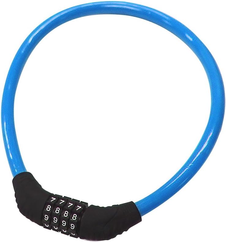 Security Bike Lock 4 Digit Resettable Combination Cable Lock for Bicycle, 2 Feet x 1/2 Inch