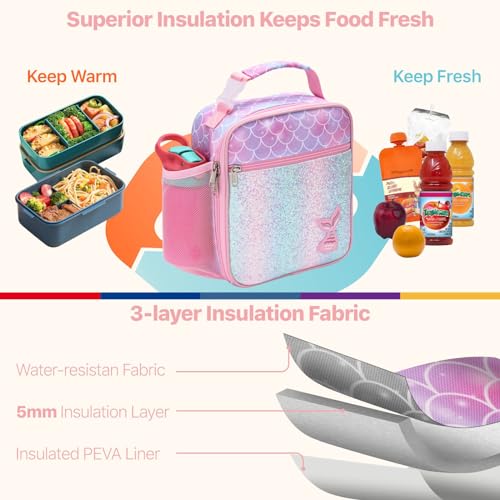 Bagseri Lunch Bag For Girls - Kids Lunch Box Reusable Leak-Proof And Insulated Kids Lunch Bag With Water Bottle Holder Toddler Girls Lunch Box For Daycare And School thumb #2