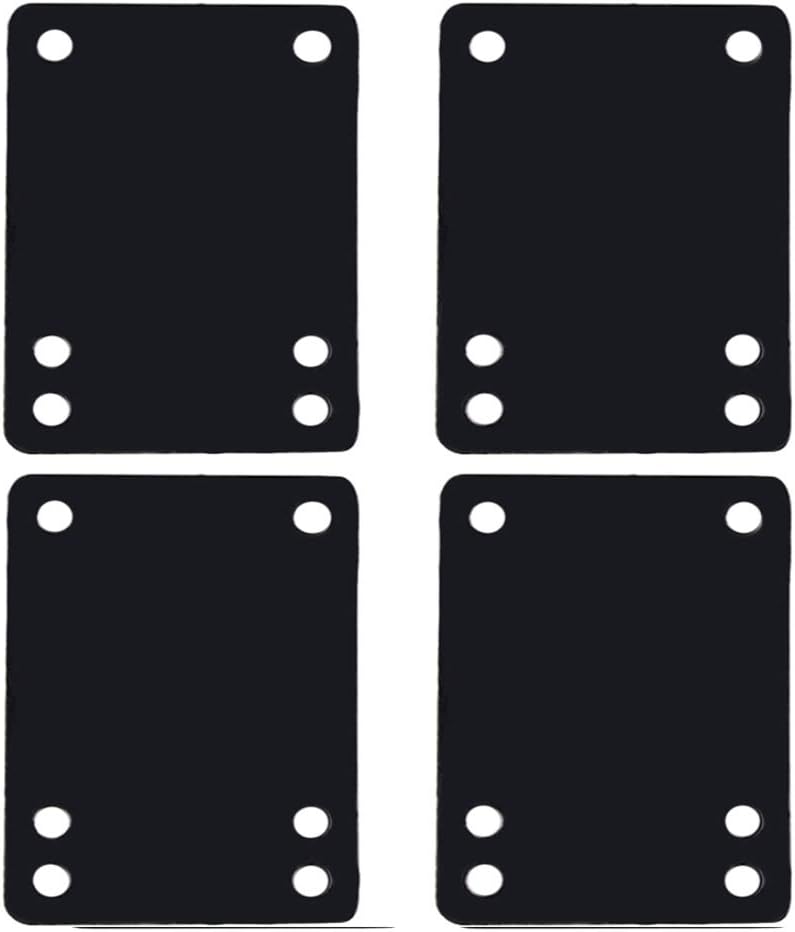 4 Pcs Skateboard Riser Shock Pads Longboard Rise Pads, Soft Longboard Shockpads, 1/8" (3mm), Black