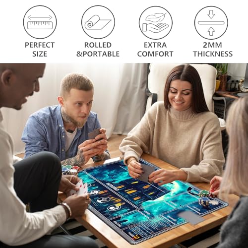Image of for MTG Playmat with Card Storage Bag,Non-Slip Rubber Base & Smooth Surface 24x14in,Beginner-Friendly Magic Mat for Commander Deck,Cemetery Castle