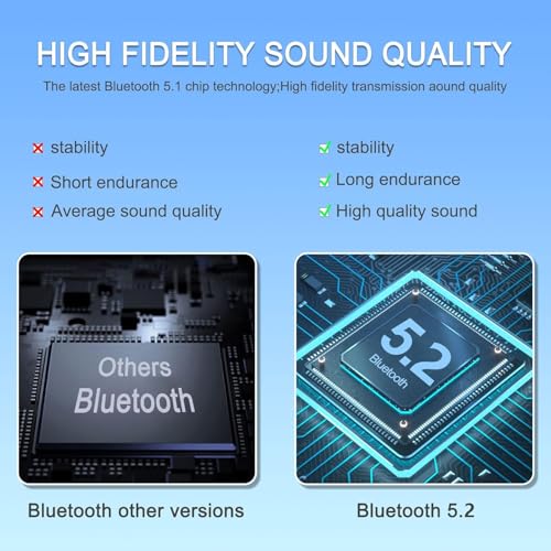 Image of Bluetooth Headphones with Microphone, 500 Hours Standby Time with LED Charging Case, 270 Degree Rotating Microphone with Hands-Free Touch Control and Bluetooth 5.1 Version (B42)