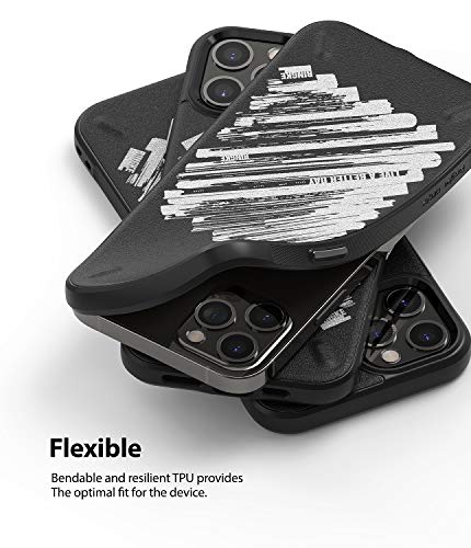 Image of Ringke Onyx Design for iPhone 12 / iPhone 12 Pro Case Back Cover, Rugged Flexible Protection Durable Anti-Slip TPU Heavy Impact Shock Absorbent Back Cover Case - Paint (Black)