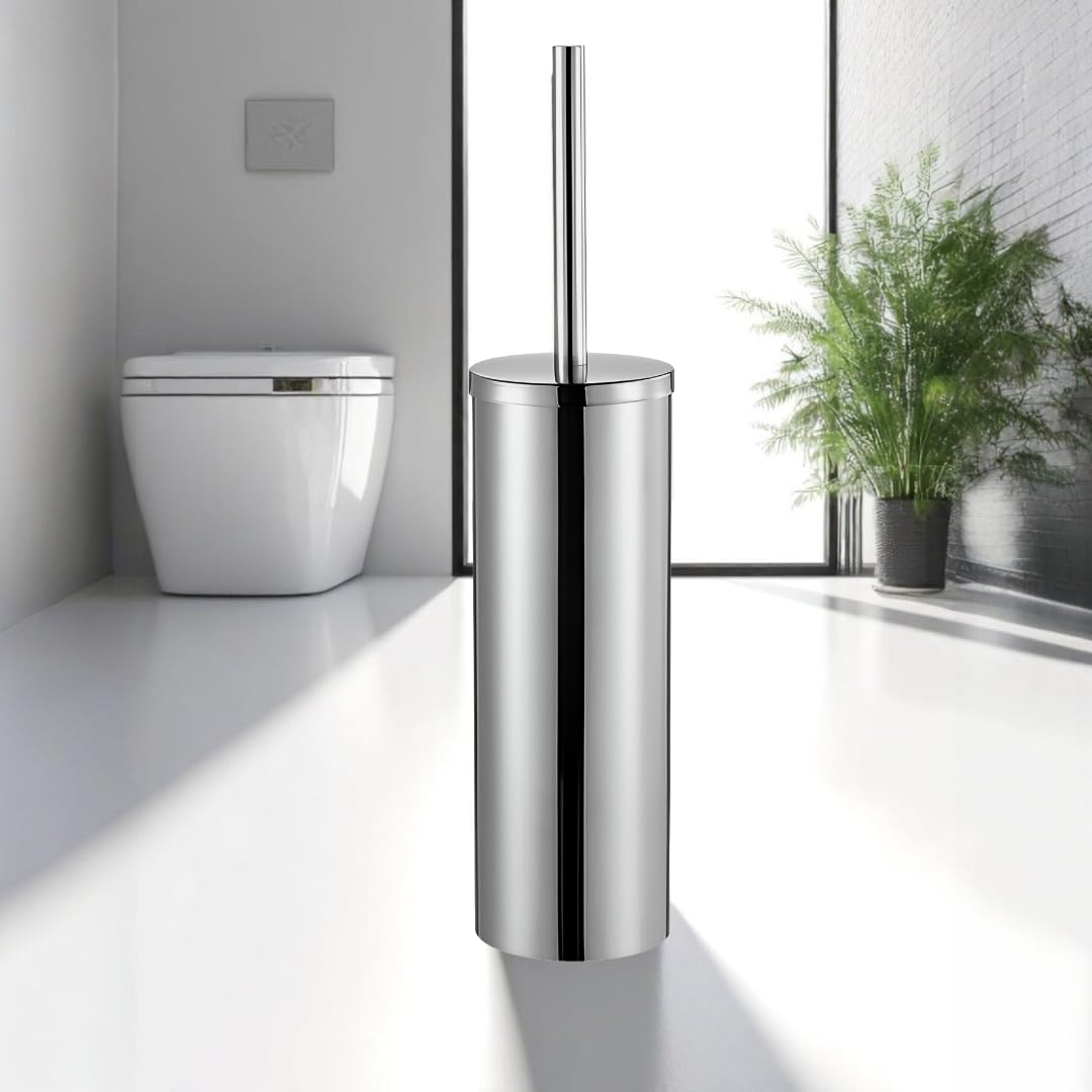 Toilettenbürste WC Bürste, Klobürste WC Bürstenhalter - für Hotels, Wohnungen, Villen und öffentliche Räume - aus rostfreiem Stahl - Silber gebürsteter Stahl
