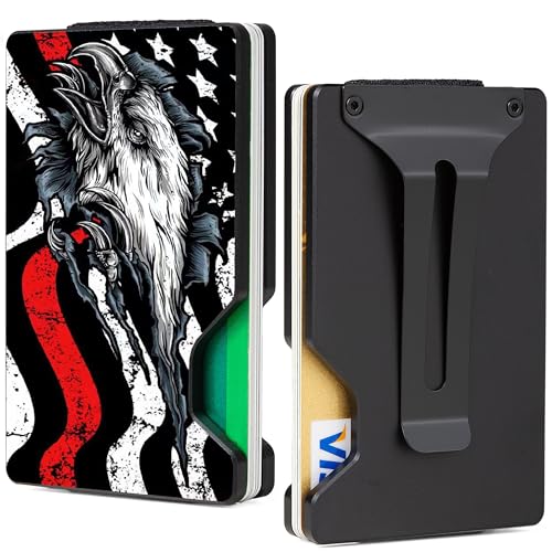 Image of Minimalist Wallet for Men, Slim Metal RFID Blocking Wallet Credit Card Holder Money Clip & Cash Strap, Scratch-Resistant Holds 15 Cards,Ideal Gift for Men | Patriot Reline Eagle