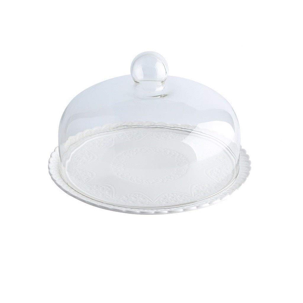 Hochzeitsbankett-Dekorationsteller, mit Glasabdeckung, Desserttisch, Gebäck, Präsentationstablett, Kuchenkuppel, Küche, Käseteller-Abdeckung(Bianco)