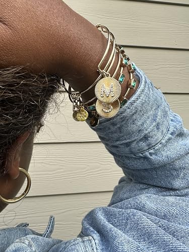 Image of Alex and Ani Initial I Pave Starburst Texture Bangle