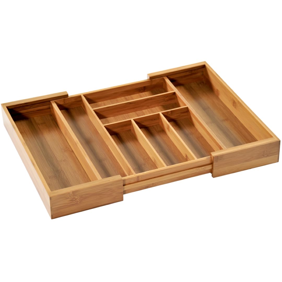 Kesper 5808513 variable cutlery tray – FSC 100% bamboo cutlery tray, bamboo, brown, 35 x 43 x 6.5 cm