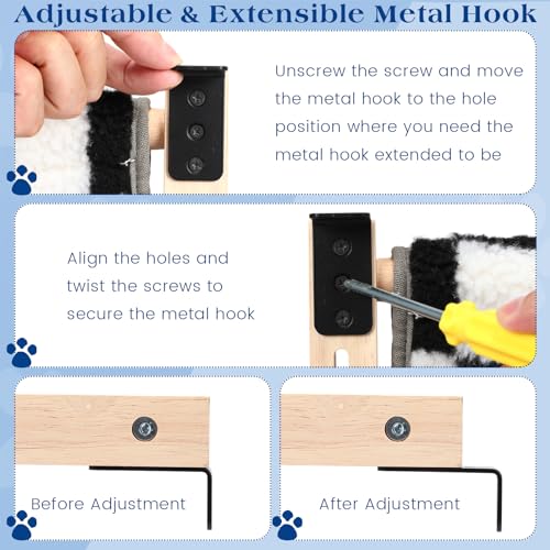 Suzile 2 Conjuntos de Poleiro para Peitoril de Janela para Gatos com Estrutura de Madeira Maciça Res