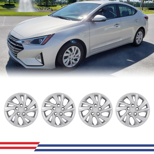ROXX 4Pcs Set 15 inch Wheel Rim Cover Hubcaps Replacement for Hyundai Elantra Sedan 2017-2020(Only Fit for Steel Wheels), Bolt-On Car Truck SUV Hubcap(5096G, Lacquer)