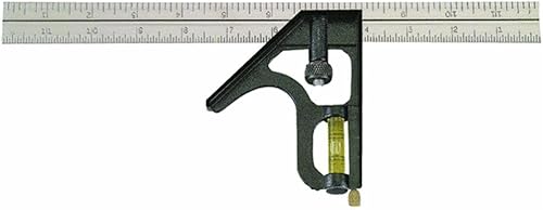 Johnson Level & Tool 400EM-S Cuadrado combinado de metal métricoprofesional resistente, 12 pulgadas, plateado, 1 cuadrado