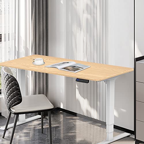 Yechistren White Dual Motor Electric Standing Desk With 3-Stage Height Adjustment And Usb Charging #TOP4