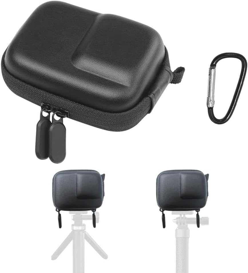 Obtheleg Action Camera Case for OSMO Action 5 Pro/4/3, Waterproof PU Portable Carrying Case with Carabiner, Hard Shell Shockproof Protective Storage Bag for Action Camera Accessories