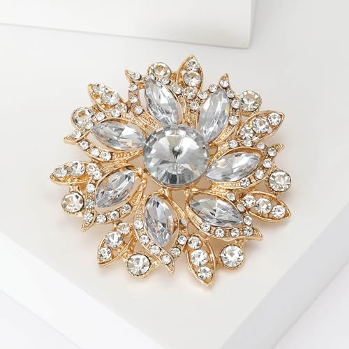 Image of Trendy Large Rhinestone Flower Brooches 8-color for Women Luxury Office Party Casual Pins Jewelry Accessories Gifts