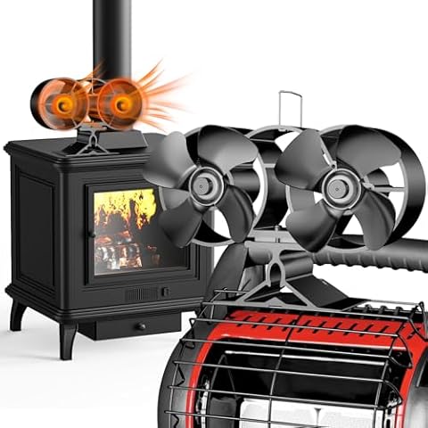 ZHENGXOO 8-Blade Wood Stove Fan Heat Powered,Dual Motor Fireplace Fan,Wood Stove Fan for Buddy Heater, Wood/Log Burner Stove Cover