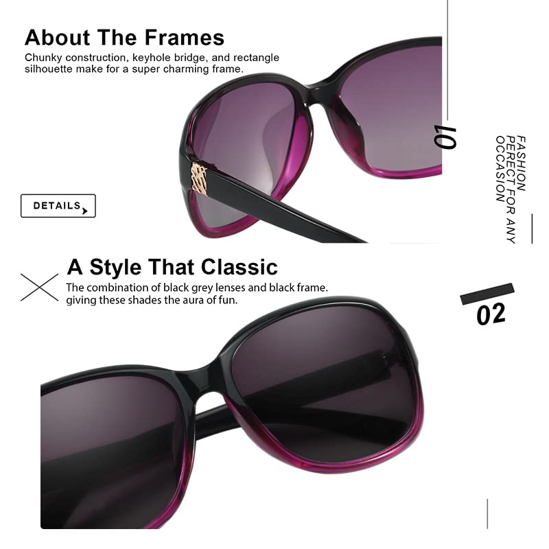 Image of SIPHEW Women's Polarized Sunglasses w UV400 Protection,Classic Sun Glasses | Vintage Sunnies,Wraparound Shade,Lightweight & Comfortable,Big Sunnies eyewear,Driving,Outdoors
