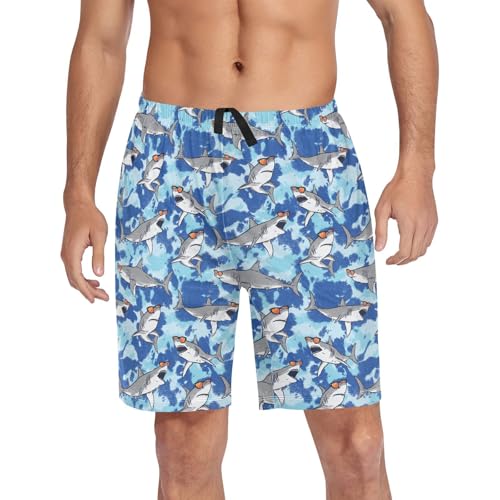 Laprad Men's Pajama Shorts Lounge Sleep Shorts Sharks Tie Dye Pajamas Bottoms with Pockets