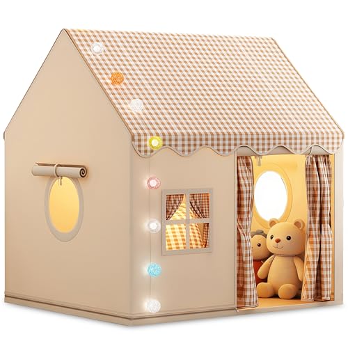 FREEAMG Tente de Jeu Enfants, Cabane Confortable pour Enfant Tente pour Tout-Petits avec Lumineuse Décorative, Cadeaux d'anniversaire et de la Fête des...