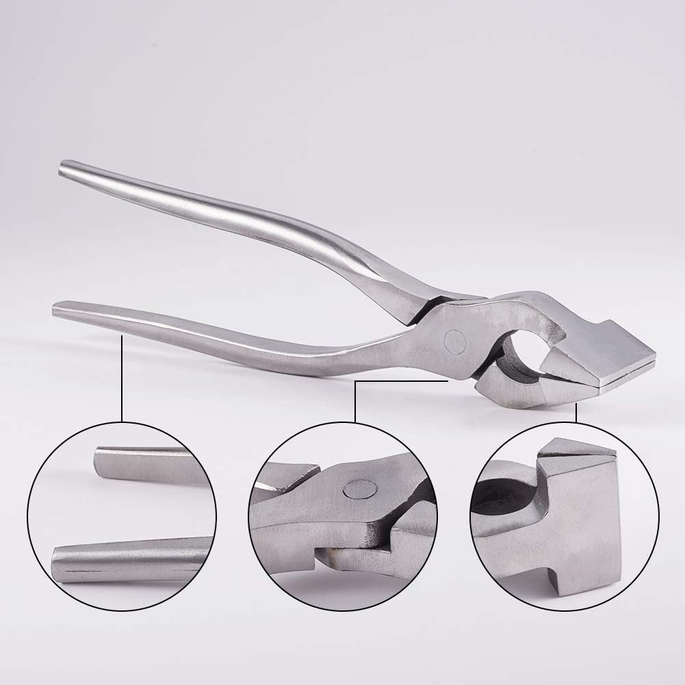 PH PandaHall Leather Craft Flatten Pliers, Straight Head Edge Adjustment Press Clamp, Cutting Side Snips Flush Nipper for Leather Belt and Bag