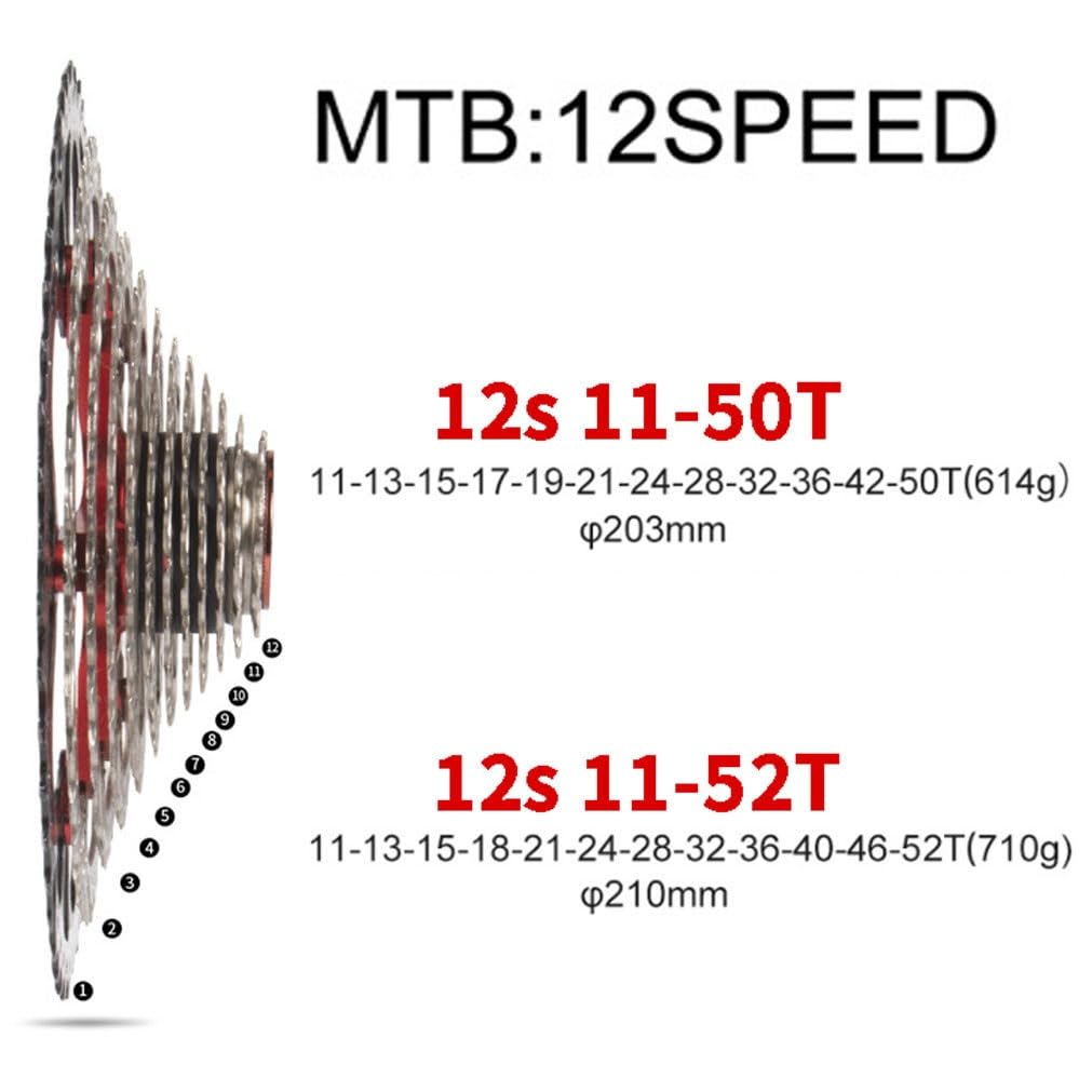 Mountain Bike Cassetta 12 Velocità MTB Cassetta Velocità Variabile HG 12s 11-50T/11-52T Denti Extra Grandi