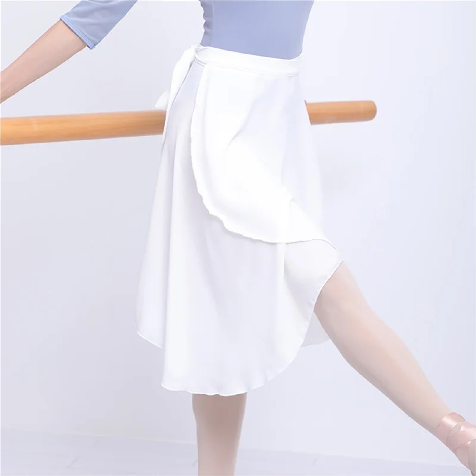 Ballett-Wickelrock FüR MäDchen Damen Ballettröcke Langer Wickelrock aus Chiffon Balletttanzkleid Tüllröcke Polyester Schnürrock Tanzkostüme for Erwachsene Zum Tanzen(Light Blue)