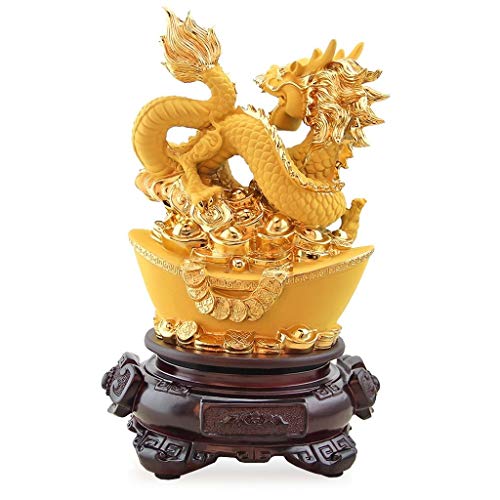 Décoration artisanale de dragon Feng Shui : œuvre de collection dorée de haute précision - 3