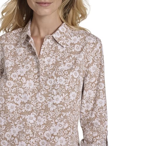 Image of Nautica Women's Button Front Long Sleeve Roll Tab Shirt