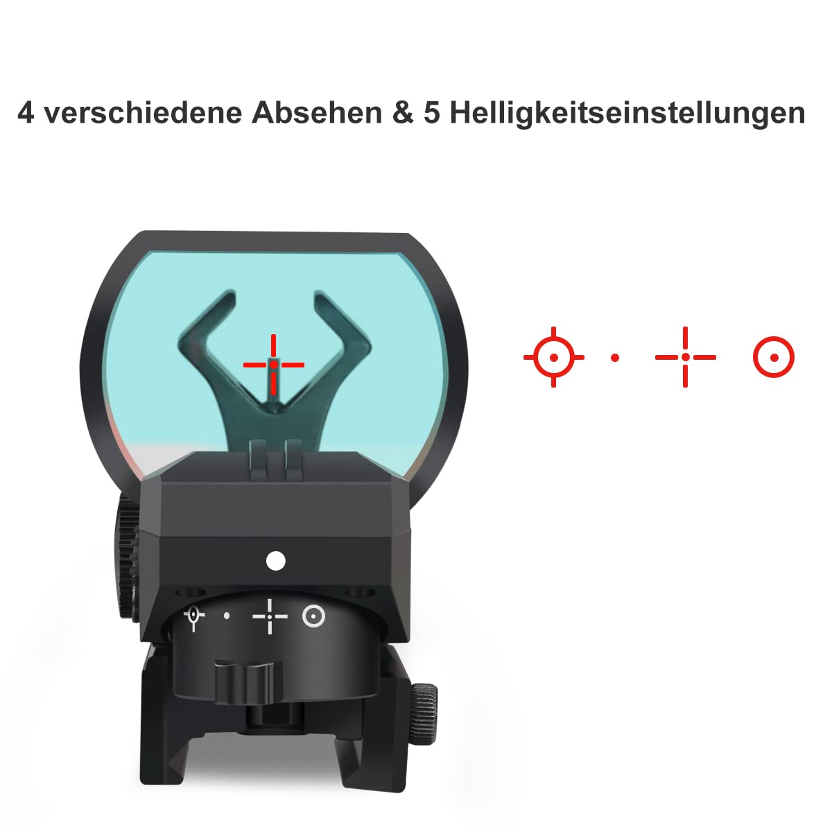 Feyachi RS-30 Rotpunktvisier Red Dot Visier Airsoft mit 20mm/22mm Schiene, 4 Reticles 5 Helligkeitseinstellungen Leuchtpunktvisier Zielfernrohr für Jagd Softair Pistole
