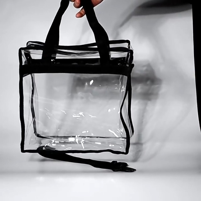 Sac Fourre-tout Transparent Jortmrd Sac Transparent Stade 30x30cm - PVC - Sac Fourre-tout Avec Bandoulière - Imperméable Trousse Toilette Voyage