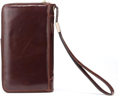 Miniatura 8 de LUYILA Bolso de mano largo de cuero para hombre, bolso de mano para viaje, pasaporte, negocios, funda para teléfono celular, tarjetero (color