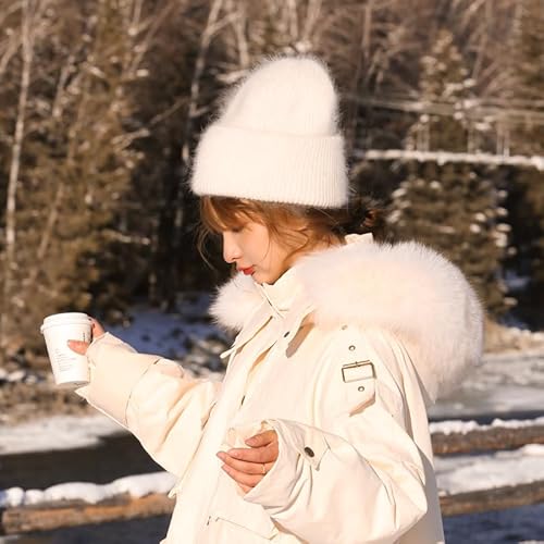 JYHBHMZG Gorros de malha de inverno para mulheres sólido quente caxemira lã Skullies boné feminino t