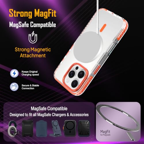 Image of Zapcase Crystal Clear Back case for iPhone 16 Pro | PC Back | TPU Bumper with Inner Rubber Grip | Metal Camera Guard Bezel | Metal Buttons | Scratch Resistant Cover | 2 Layer Edge Protection | Orange