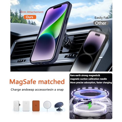 Image of Magnetic iPhone 14 /13 case,Compatible with Magsafe, Military-Grade Protection,Slim Translucent Matte Shockproof with Anti-Scratch Anti-Fingerprint Phone Cover (Dark Blue, iPhone 14 /13)