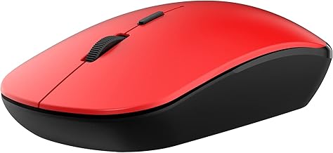 Wireless Mouse, 2.4G Optical Cordless Mouse with USB Receiver Ultra Silent Ergonomic LED Mouse, AA Battery Operated, Computer Mouse for PC, Laptop, Desktop, MacBook, Windows (Red)