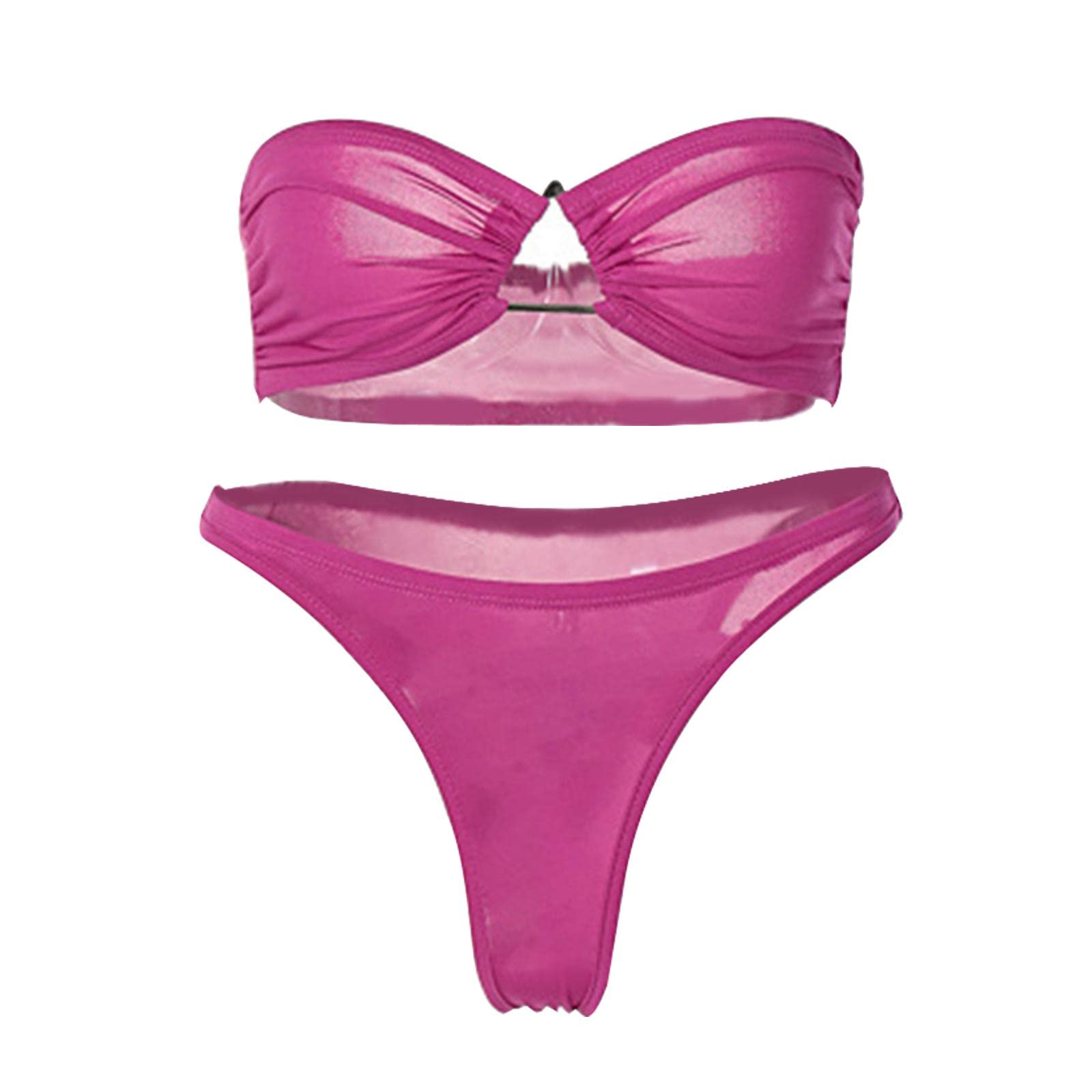 Women Bikini Set Two Piece Bathing Suit Swimsuit Strapless Summer for Beach S Purple-image-27