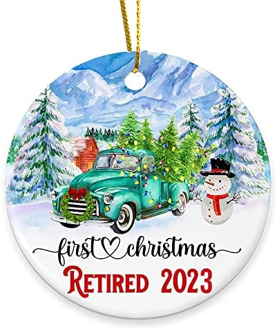 First Christmas Tree Retired Ornament 2023 Retirement Gifts for Women Men (Ceramic 3.5")